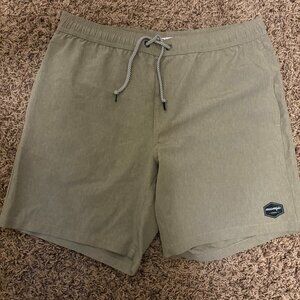 Maamgic Athletic Shorts Men's Large Tan Khaki Beige Lined Elastic Waist Pockets